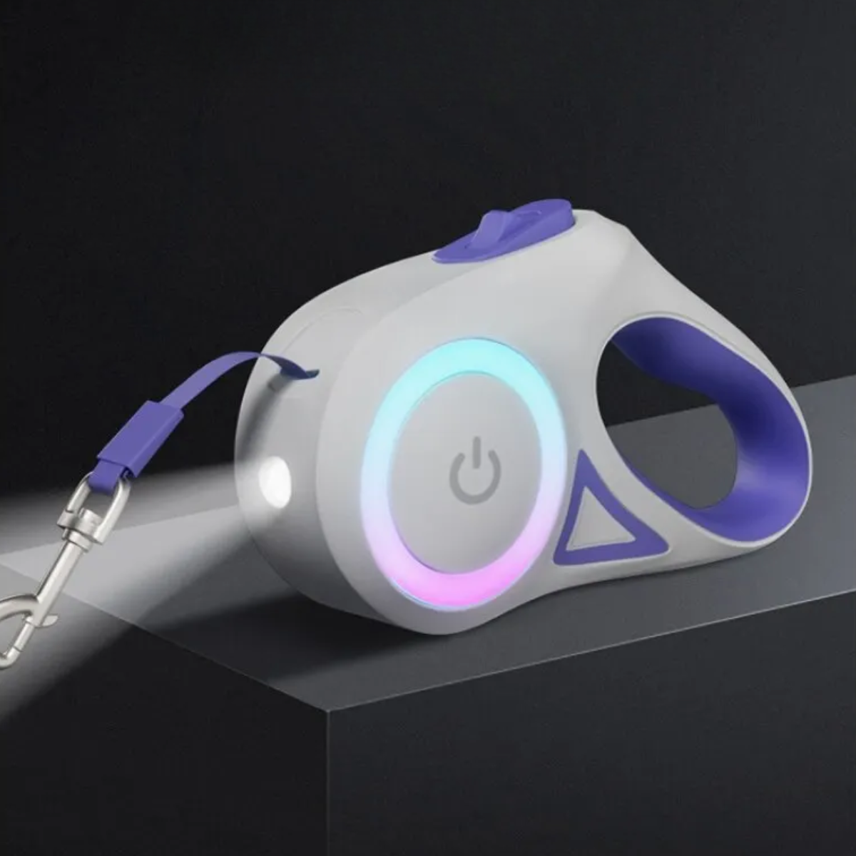 DogLight - Automatic dog lead with LED light, USB rechargeable battery & 3m length for safe walks