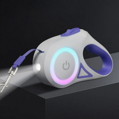 DogLight - Automatic dog lead with LED light, USB rechargeable battery & 3m length for safe walks