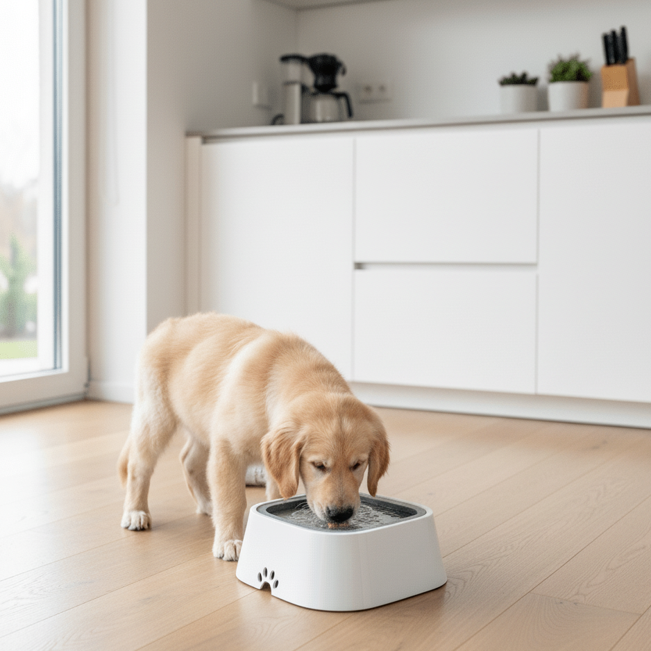 DRINKING GUARD – Water Bowl with Anti-Spill Function & Floating Disc