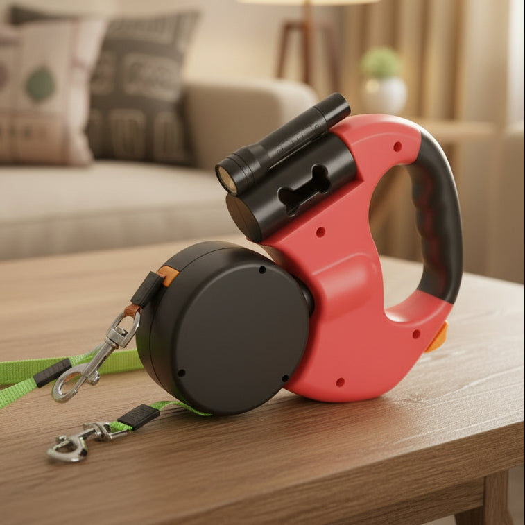 PROPET DUO - Rolling lead for two dogs with integrated torch