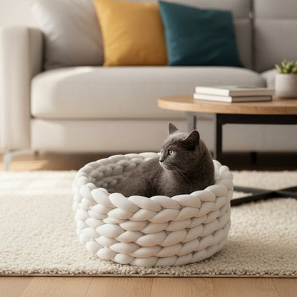 WOOLLYNEST - Soft woollen basket for pets with high edge support